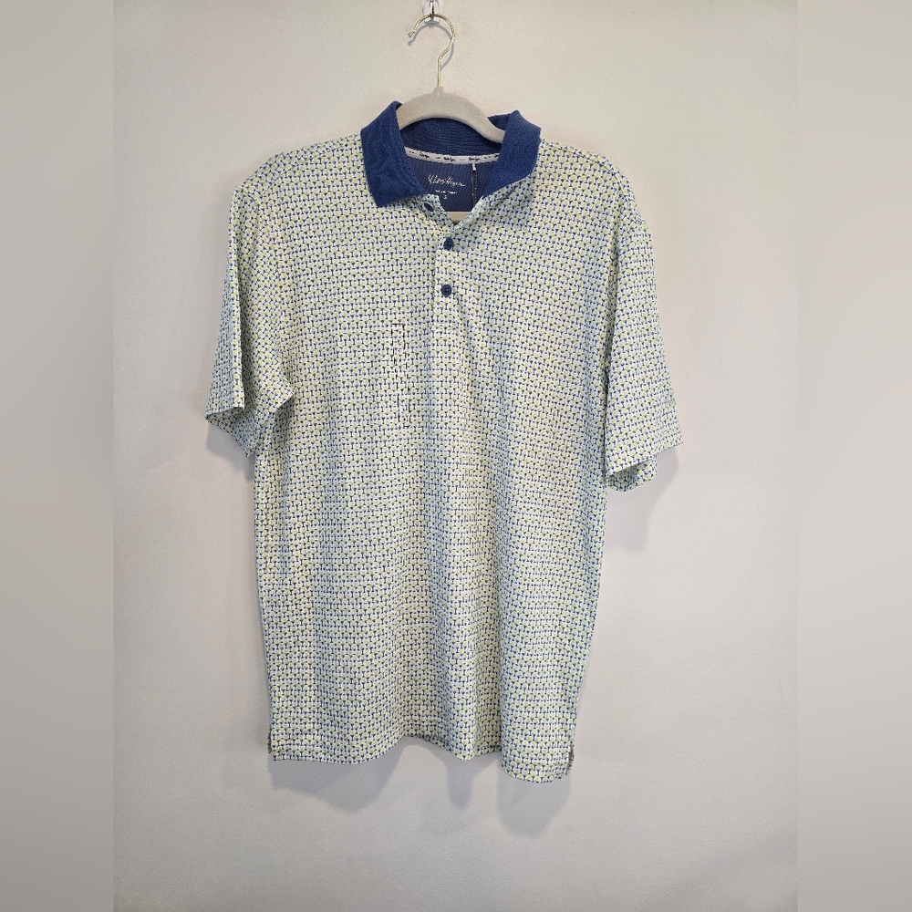 Walter Hagen Men's Blue and White Polo Shirt Size Small Nwt